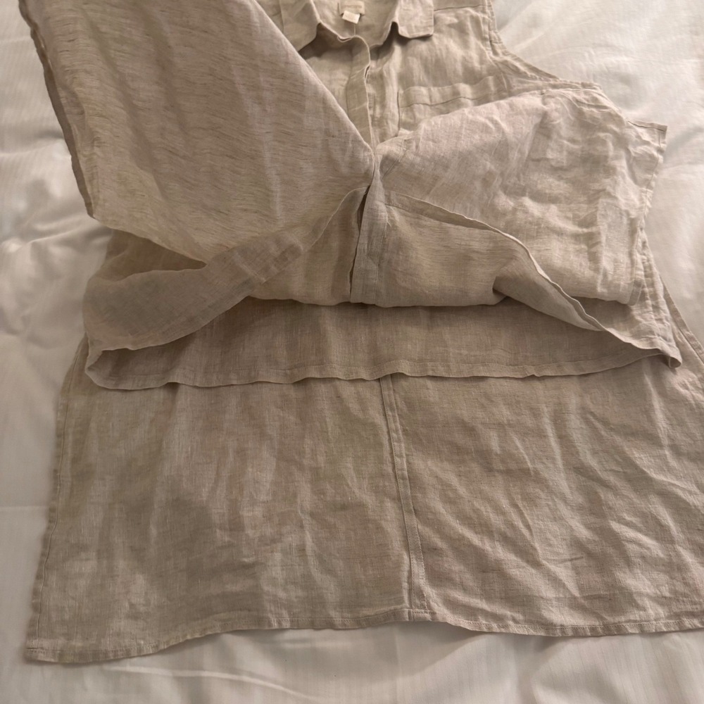 NWT Chico's 100% Linen Sleeveless Shirt Cream Hidden Side Slit Tank‎ Top Sz XL-P - Picture 8 of 9